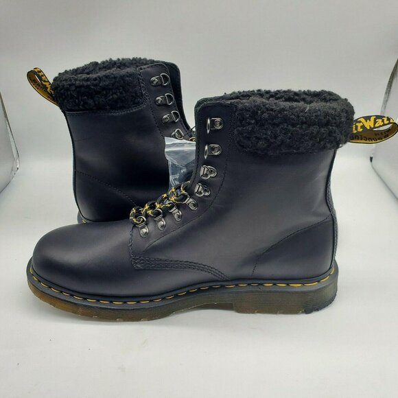 Dr. Martens 1460 Kolbert Black Faux Fur Lined Leather Ankle Boots - Picture 2 of 7